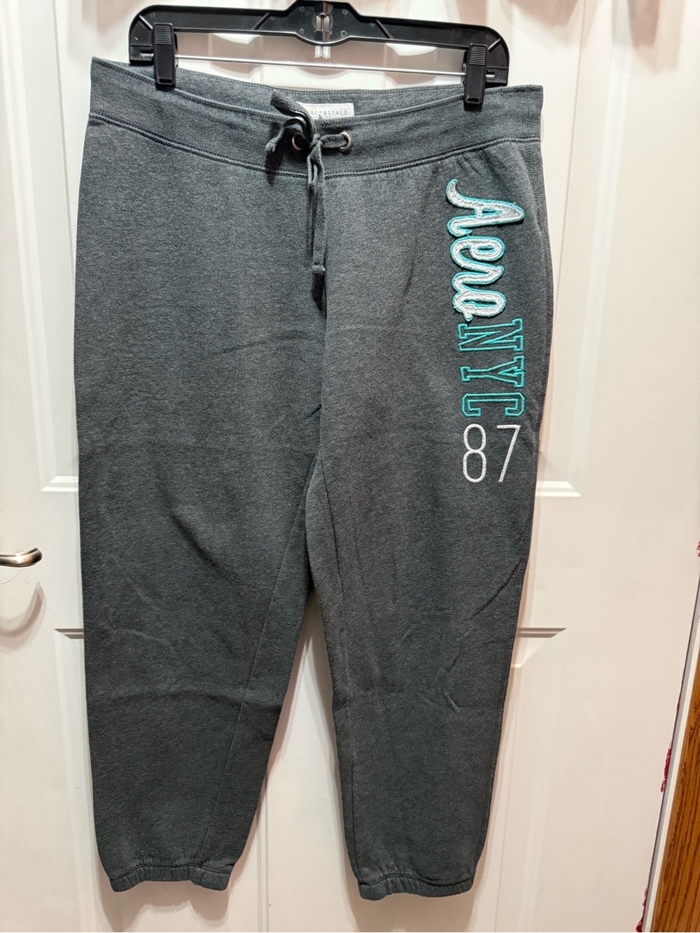 Aeropostale Charcoal Gray Drawstring Sweatpants Juniors Size Large
